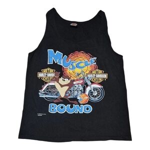 Vintage 1993 Harley Davidson TAZ Muscle Bound  Tank Top L USA 100% COTTON